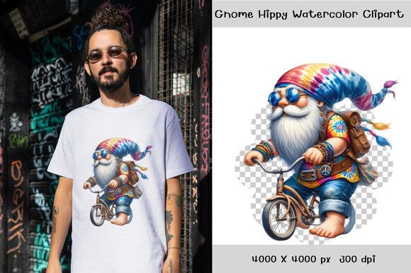 Download Gnome Hippy Watercolor Clipart - Hippy Collection