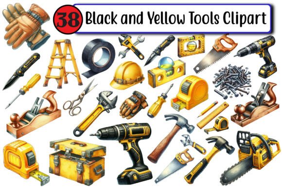 Download Black and Yellow Tools Clipart - Premium Bundle