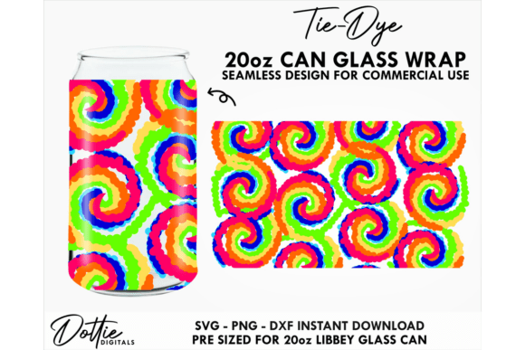 Download Tie Dye Hippy 20oz Glass Can Wrap SVG - Hippy Collection