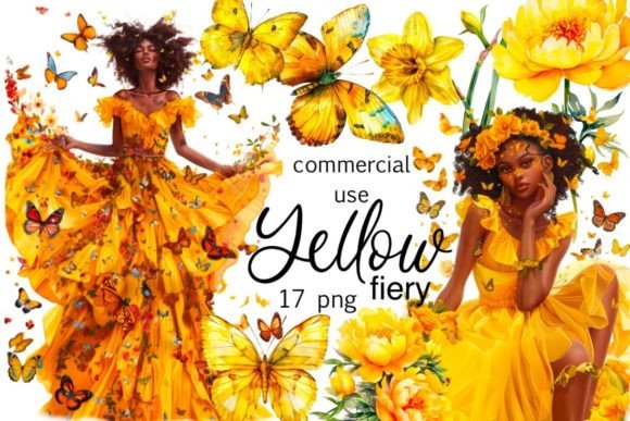 Download Yellow Fiery Black Girl Clipart, Yellow - Premium Bundle
