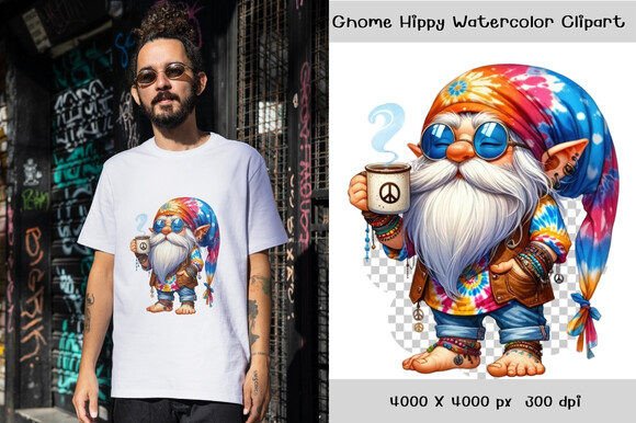 Download Gnome Hippy Watercolor Clipart - Premium Bundle